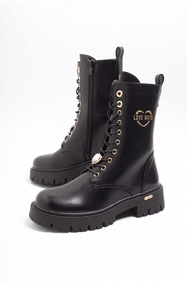 Fekete műbőr bakancs 4233/ F