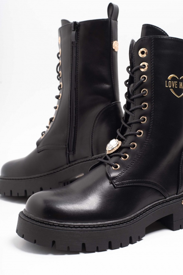 Fekete műbőr bakancs 4233/ F