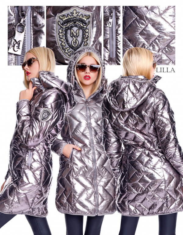 Lilla kabát dekor steppeléssel