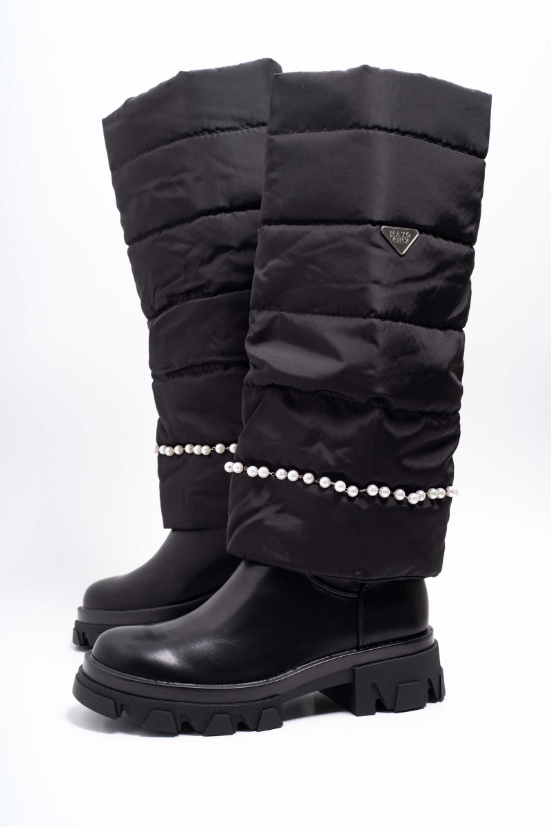 Fekete steppelt csizma 3239/ F