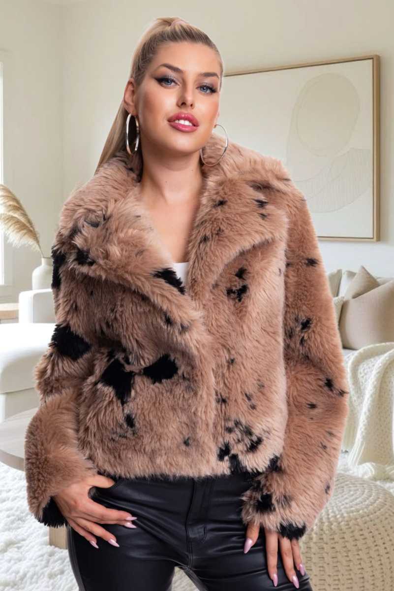 Style mintás műszőrme kabát/ F