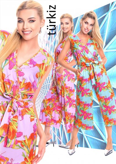 Türkiz mintás overall