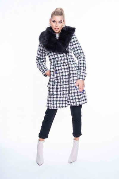 Panna kockás szövetkabát