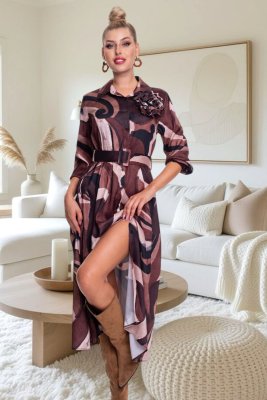 Cognac mintás ruha/ F